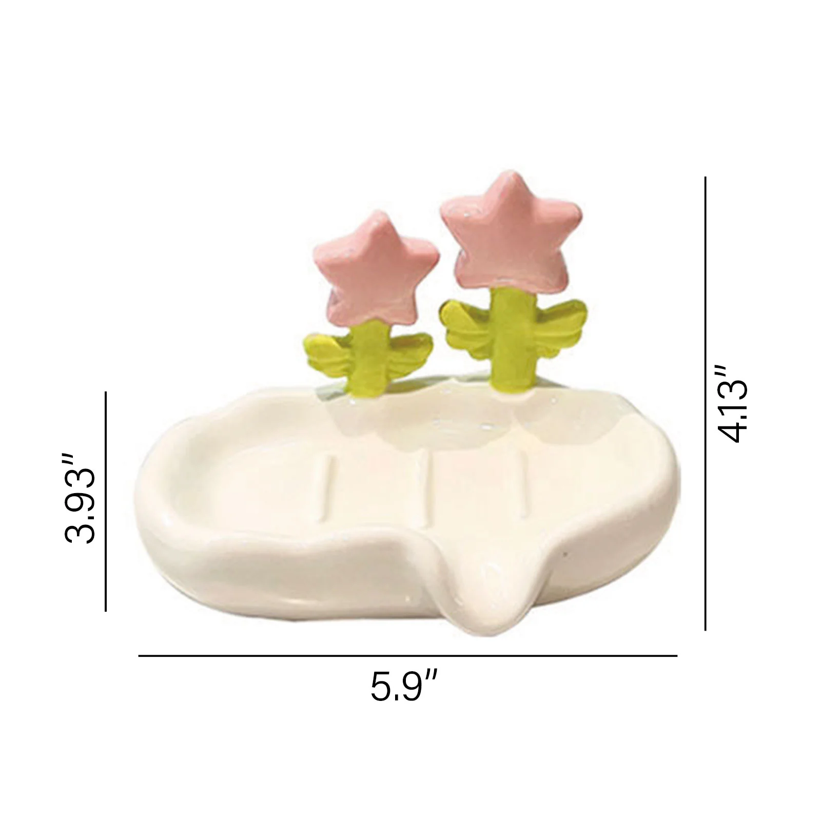 Ceramic Flower Shaped Soaps Dish holder with Self Draining Soap Dish for Shower Bathroom - Image 5