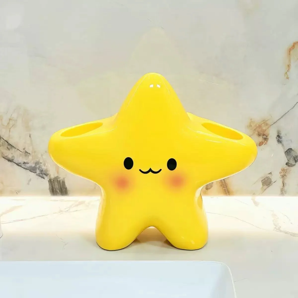 Star Design Ceramic Toothbrush Holder for Bathroom Storage - Image 5
