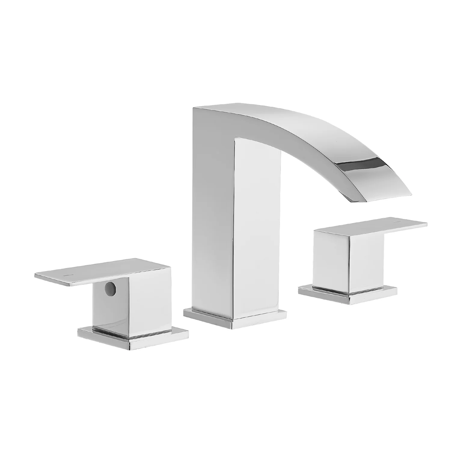 Chrome 2 Handle Waterfall Widespread Bathroom Faucet for 3 Hole Sink - Image 7