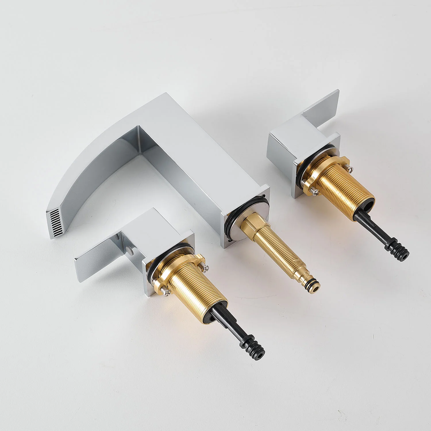 Chrome 2 Handle Waterfall Widespread Bathroom Faucet for 3 Hole Sink - Image 8