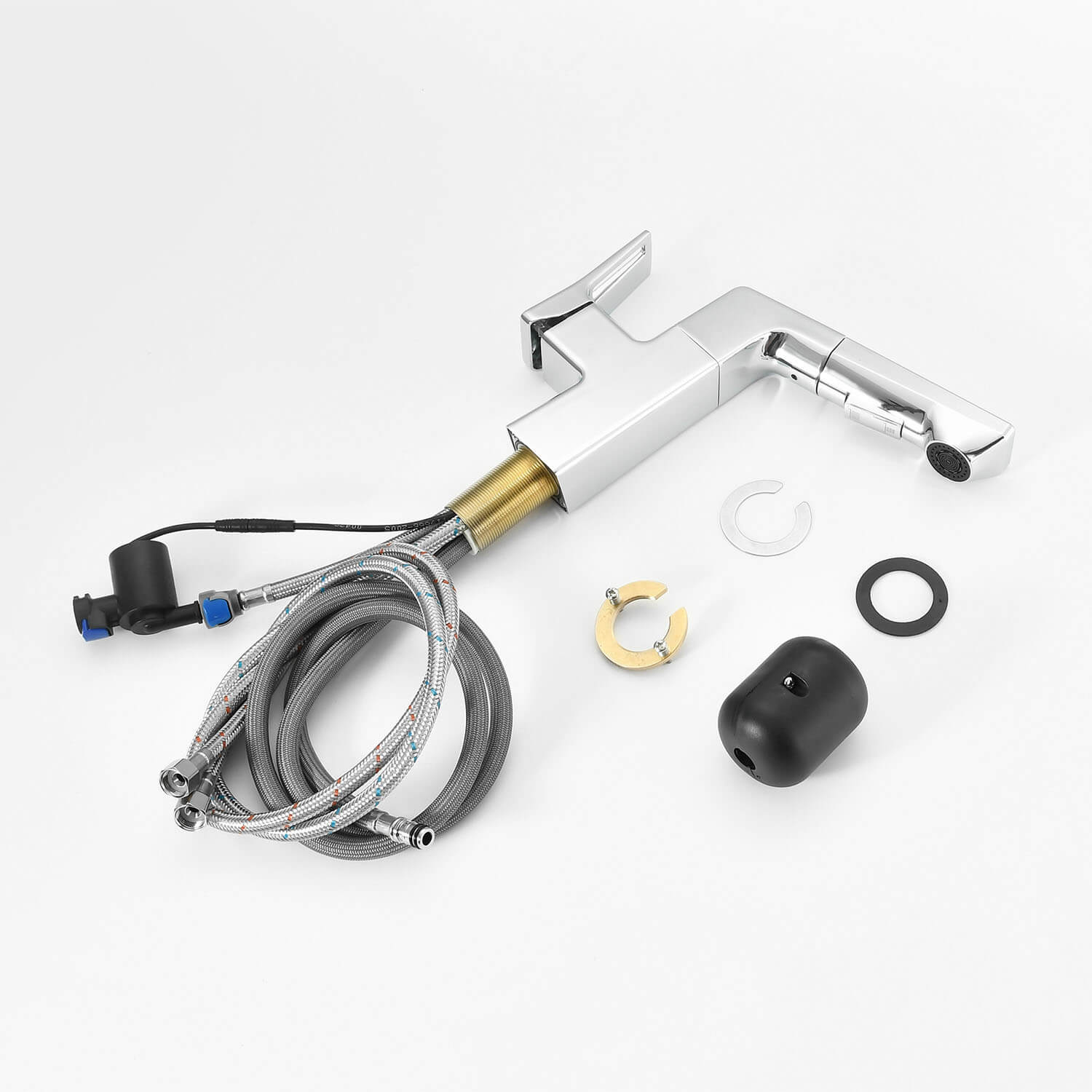 Chrome Single Hole Pull-Down Bathroom Faucet with LED Temperature Display - Image 8