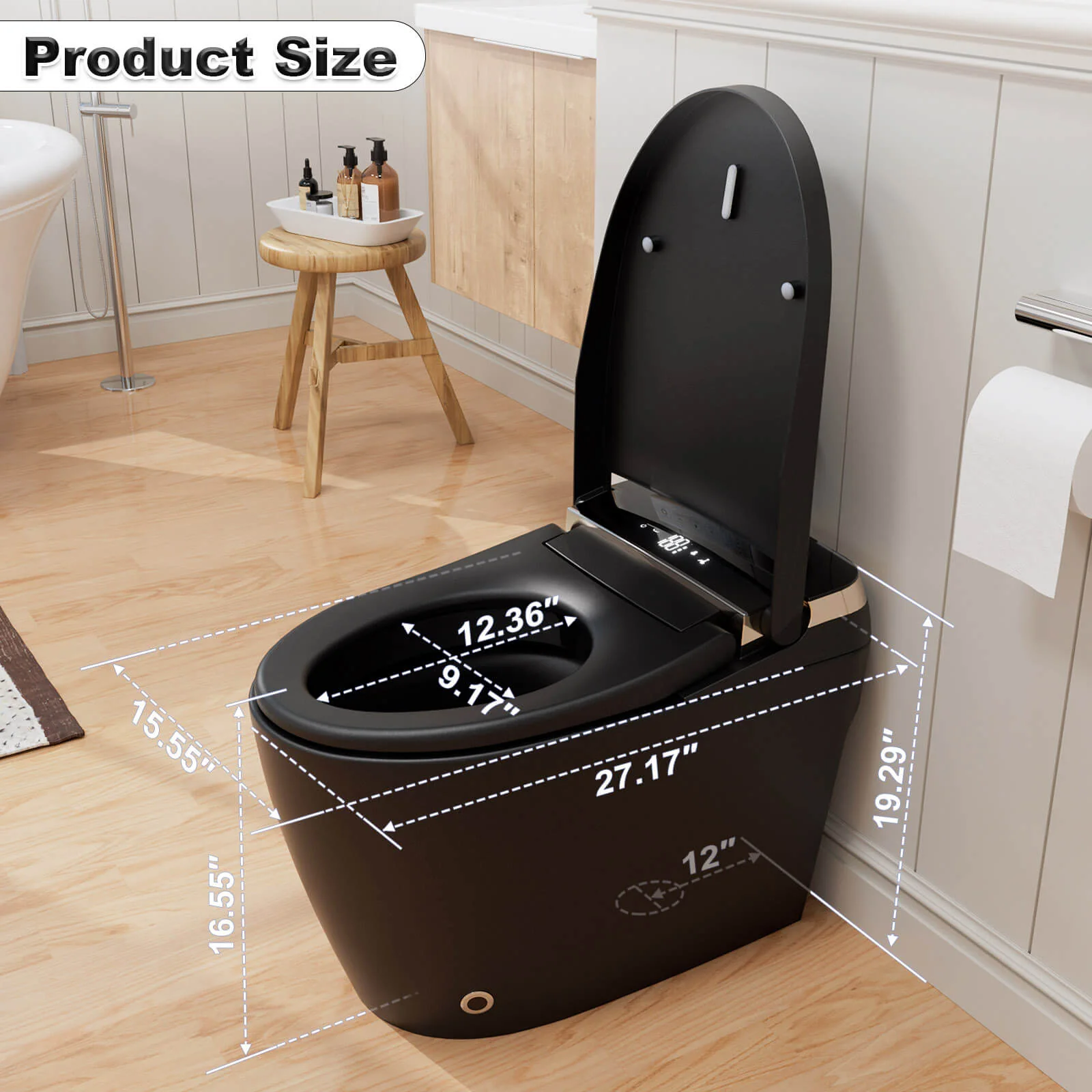 One Piece Smart Toilet with Bidet Built in, LED Night Light, Heated Seat, Warm Water - Image 10