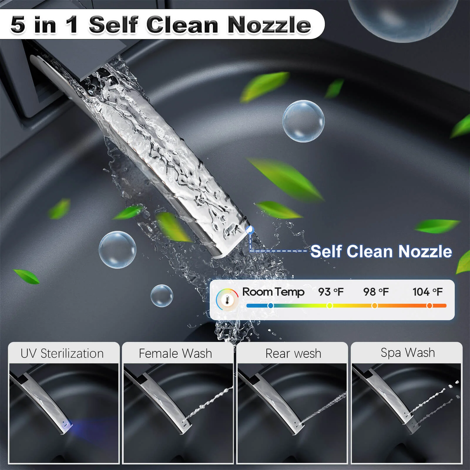 One Piece Smart Toilet with Bidet Built in, LED Night Light, Heated Seat, Warm Water - Image 16