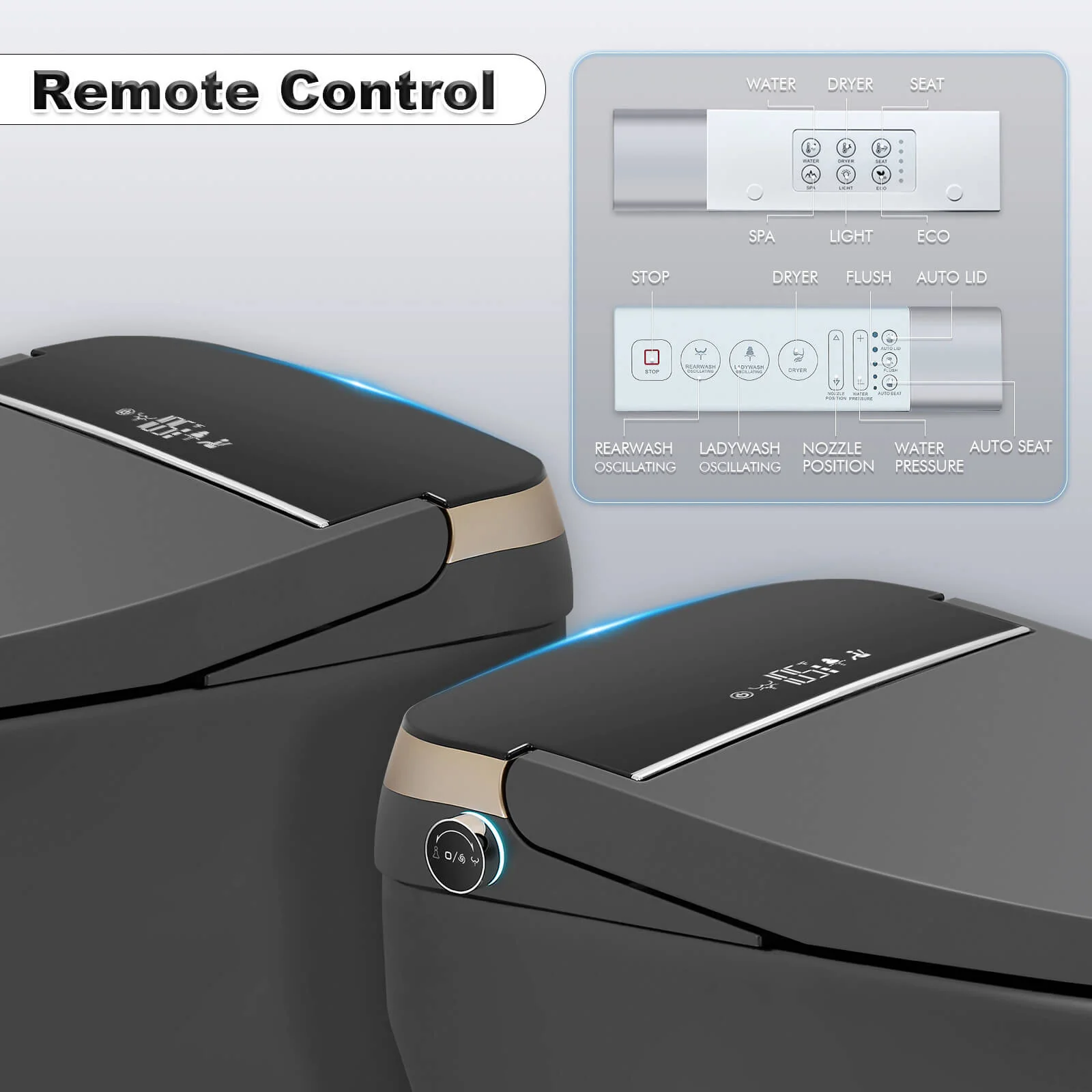 One Piece Smart Toilet with Bidet Built in, LED Night Light, Heated Seat, Warm Water - Image 19