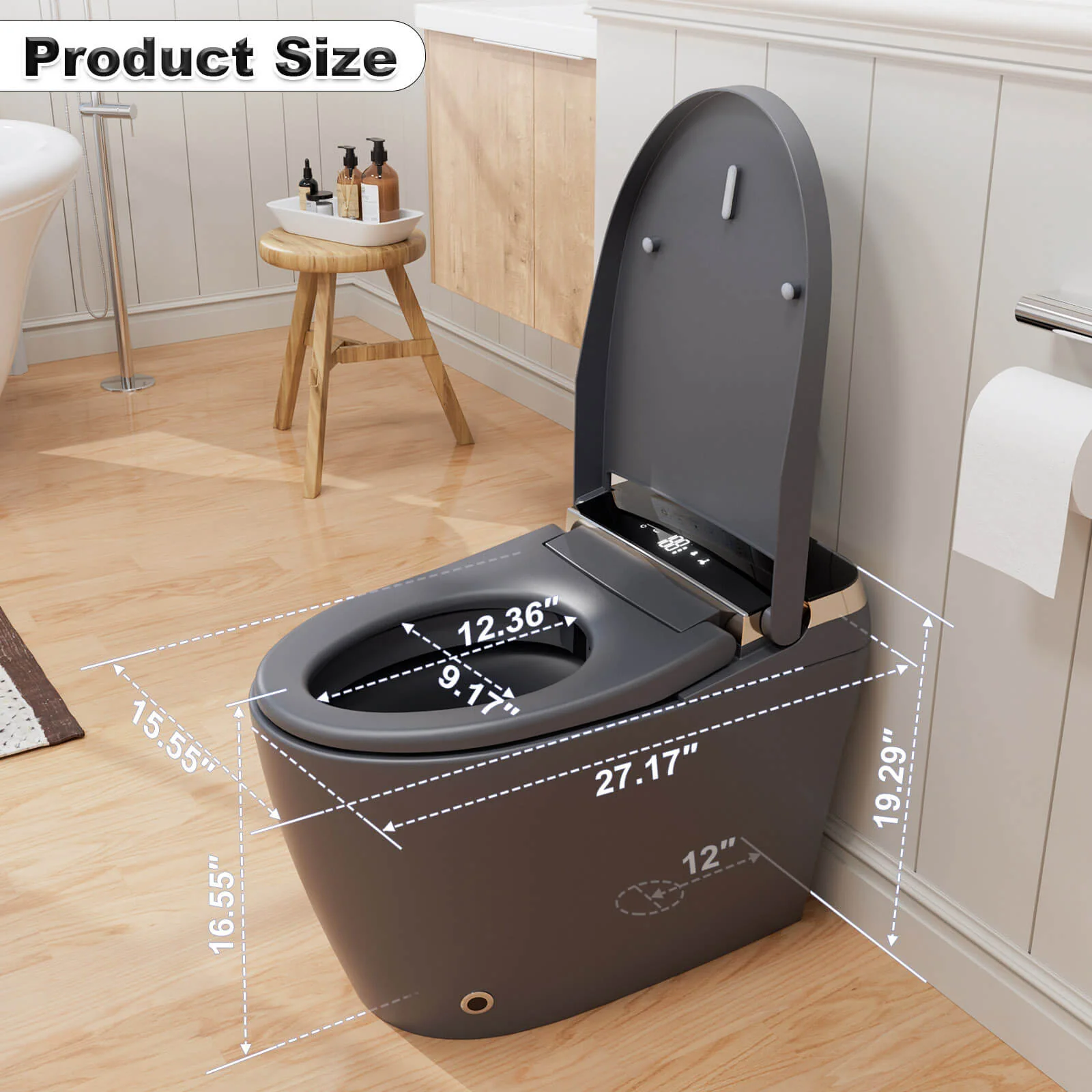 One Piece Smart Toilet with Bidet Built in, LED Night Light, Heated Seat, Warm Water - Image 20