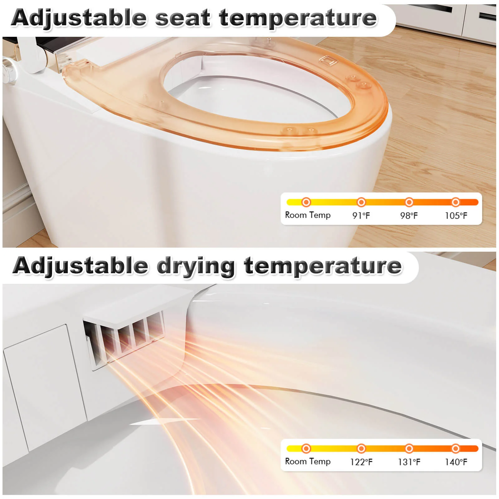One Piece Smart Toilet with Bidet Built in, LED Night Light, Heated Seat, Warm Water - Image 24