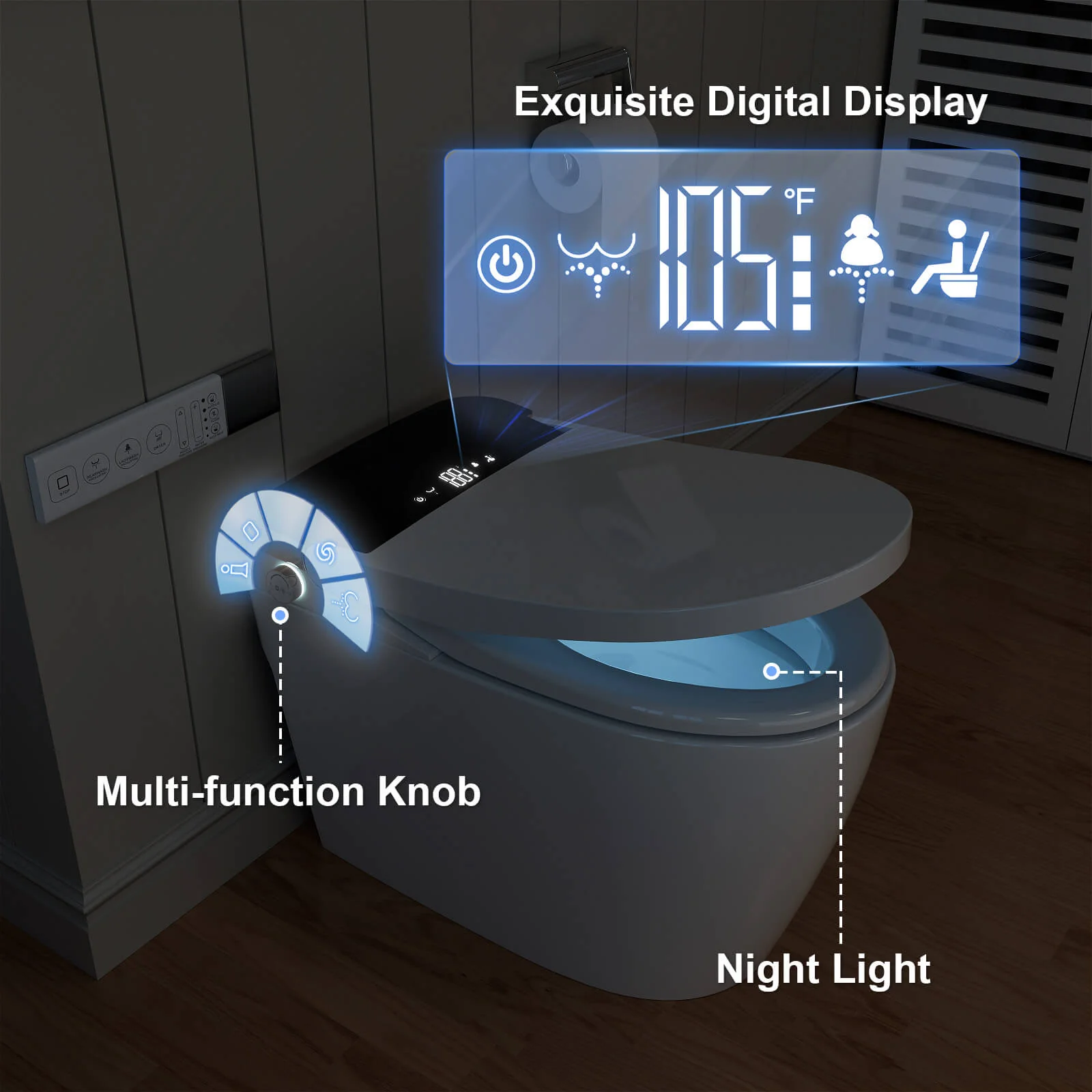 One Piece Smart Toilet with Bidet Built in, LED Night Light, Heated Seat, Warm Water - Image 27