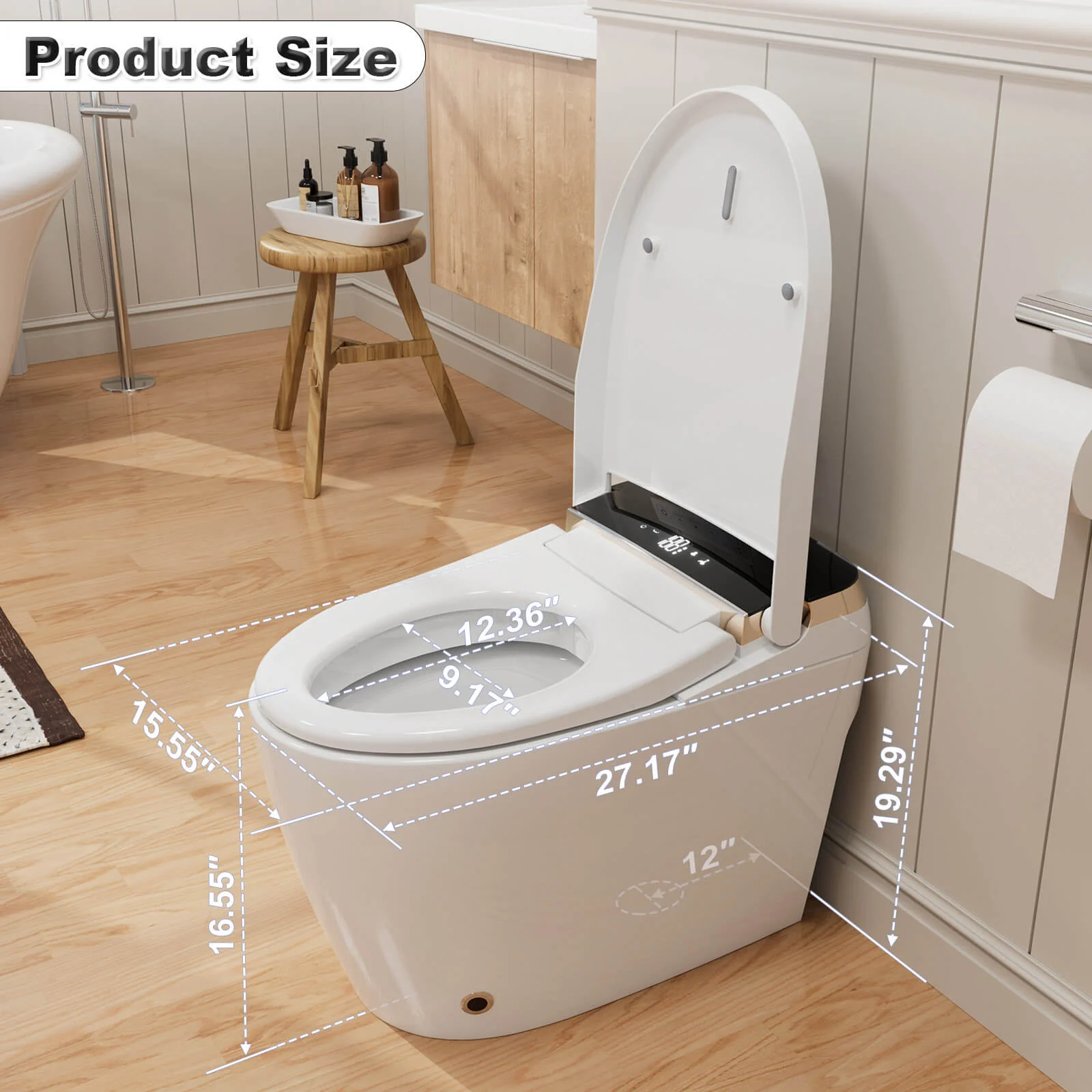 One Piece Smart Toilet with Bidet Built in, LED Night Light, Heated Seat, Warm Water - Image 30