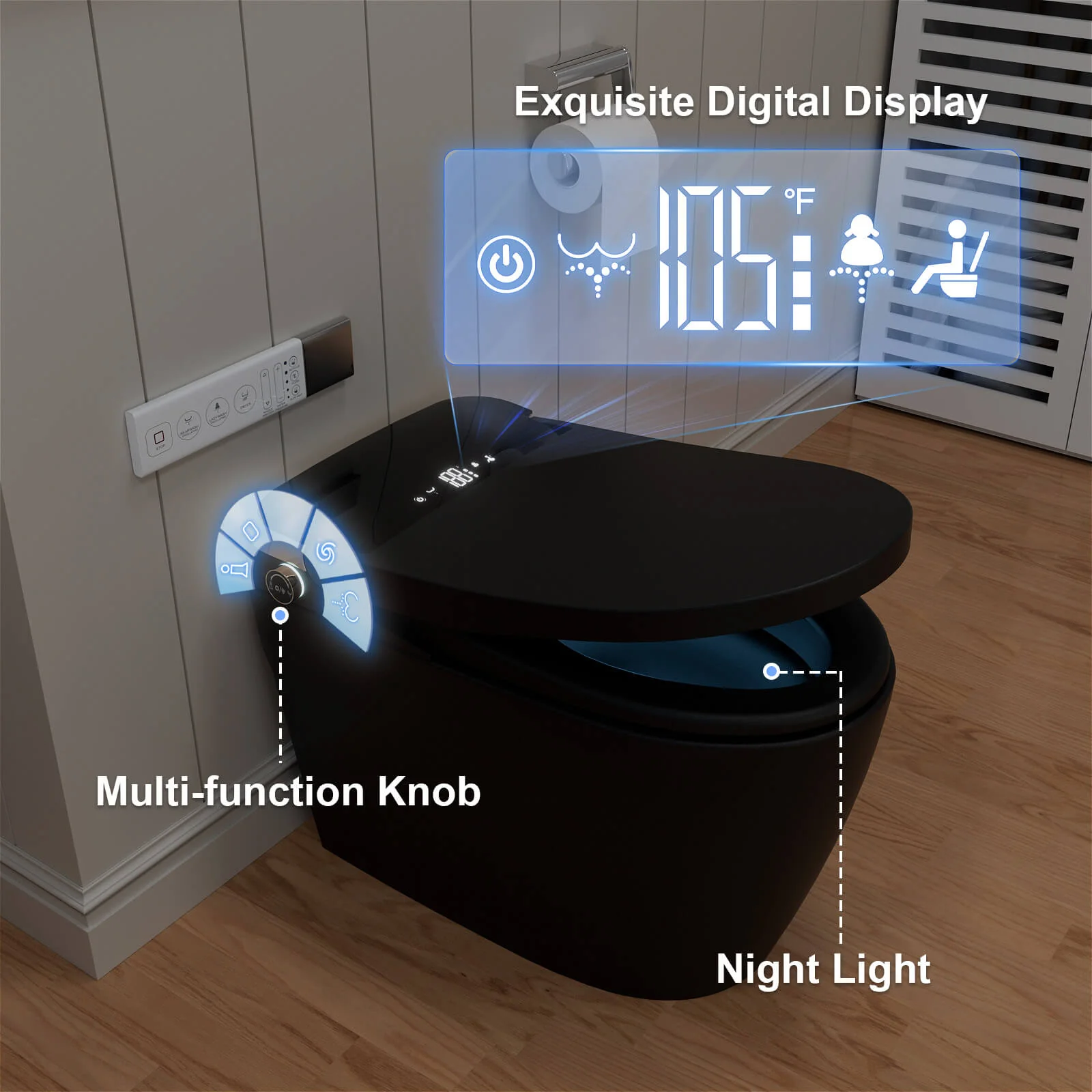 One Piece Smart Toilet with Bidet Built in, LED Night Light, Heated Seat, Warm Water - Image 7