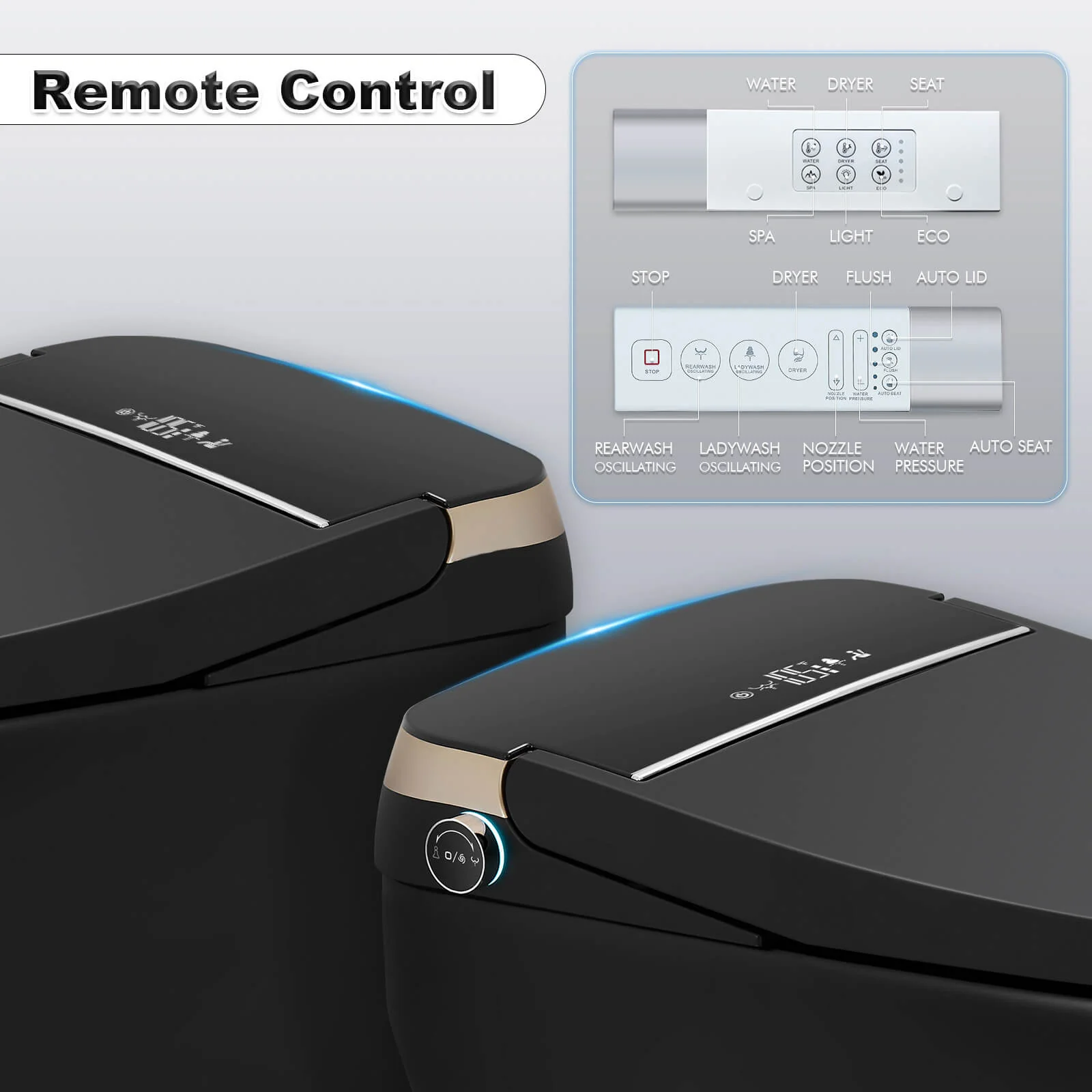 One Piece Smart Toilet with Bidet Built in, LED Night Light, Heated Seat, Warm Water - Image 9