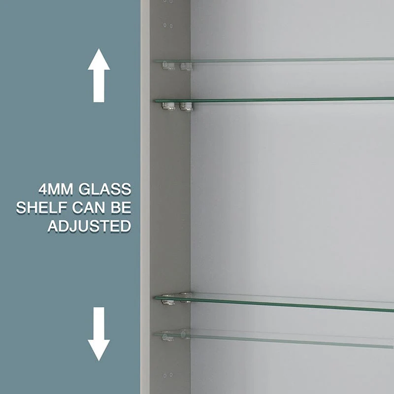 15 x 26  Inch Dimmable LED Bathroom Mirror Cabinet with 3-Tier Storage Shelves - Image 4