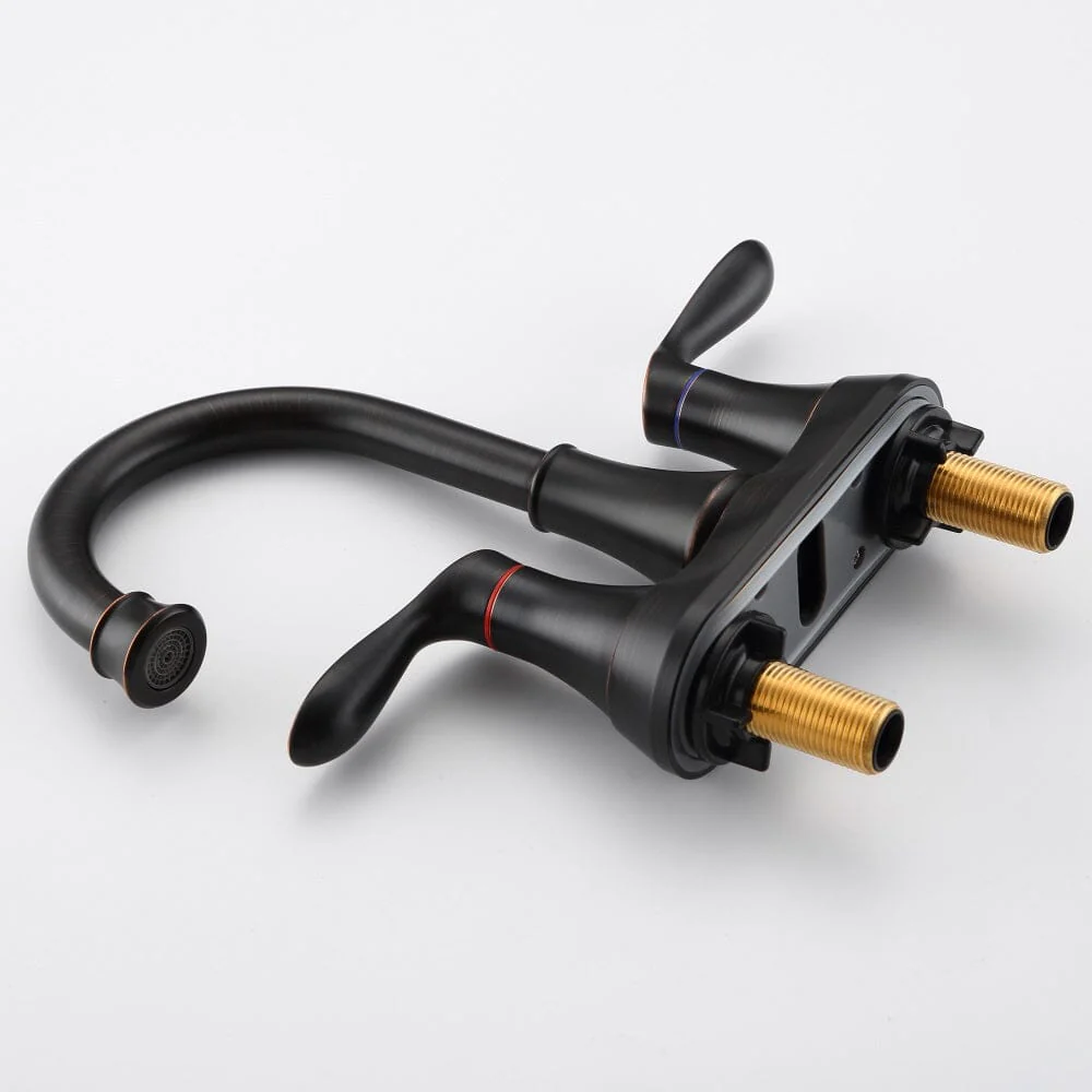 Giving Tree 2-Handle 4-Inch Oil Rubbed Bronze Bathroom Faucet, Bathroom Vanity Sink Faucets with Pop-up Drain and Supply Hoses - Image 8