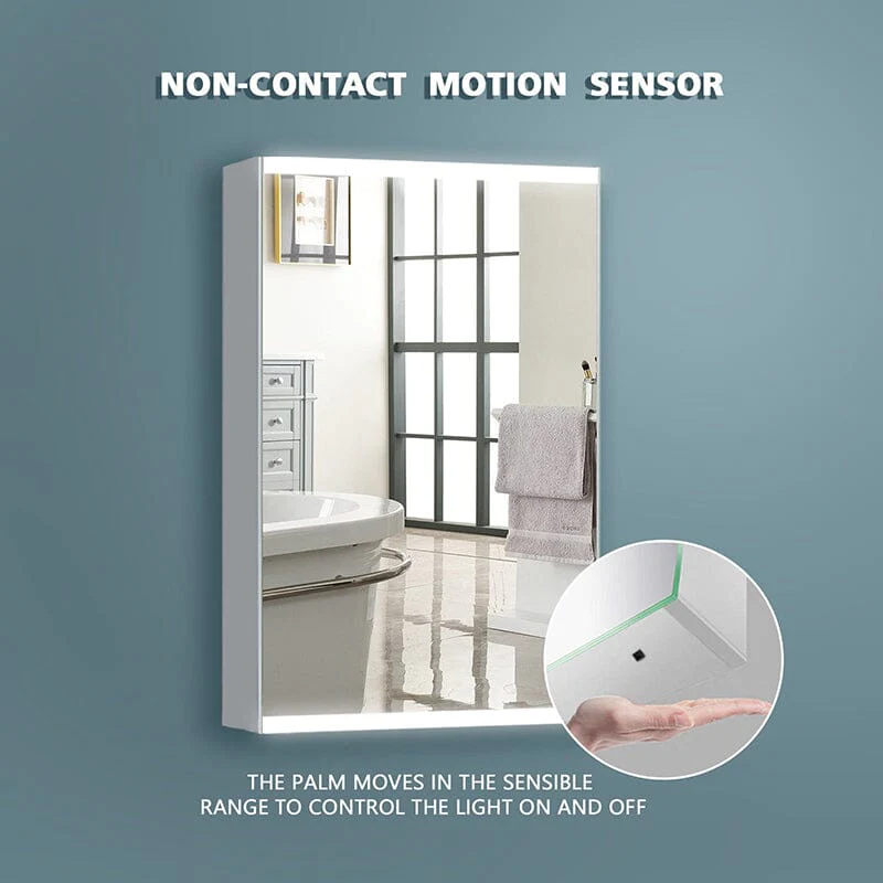 20 x 26 Inch Dimmable LED Bathroom Mirror Cabinet with 3-Tier Storage Shelves - Image 3