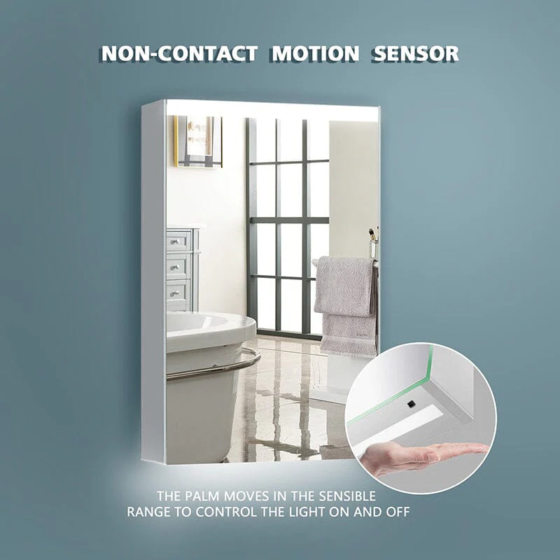 24 x 30 Inch Dimmable LED Bathroom Mirror Cabinet with 3-Tier Storage Shelves - Image 3