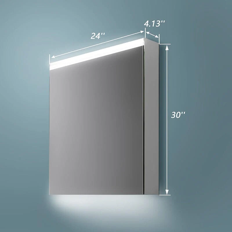 24 x 30 Inch Dimmable LED Bathroom Mirror Cabinet with 3-Tier Storage Shelves - Image 7