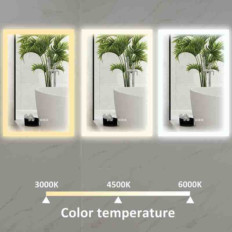 24 x 36 Inch LED Bathroom Mirror Anti Fog Dimmable Touch Button Memory Function - Image 4