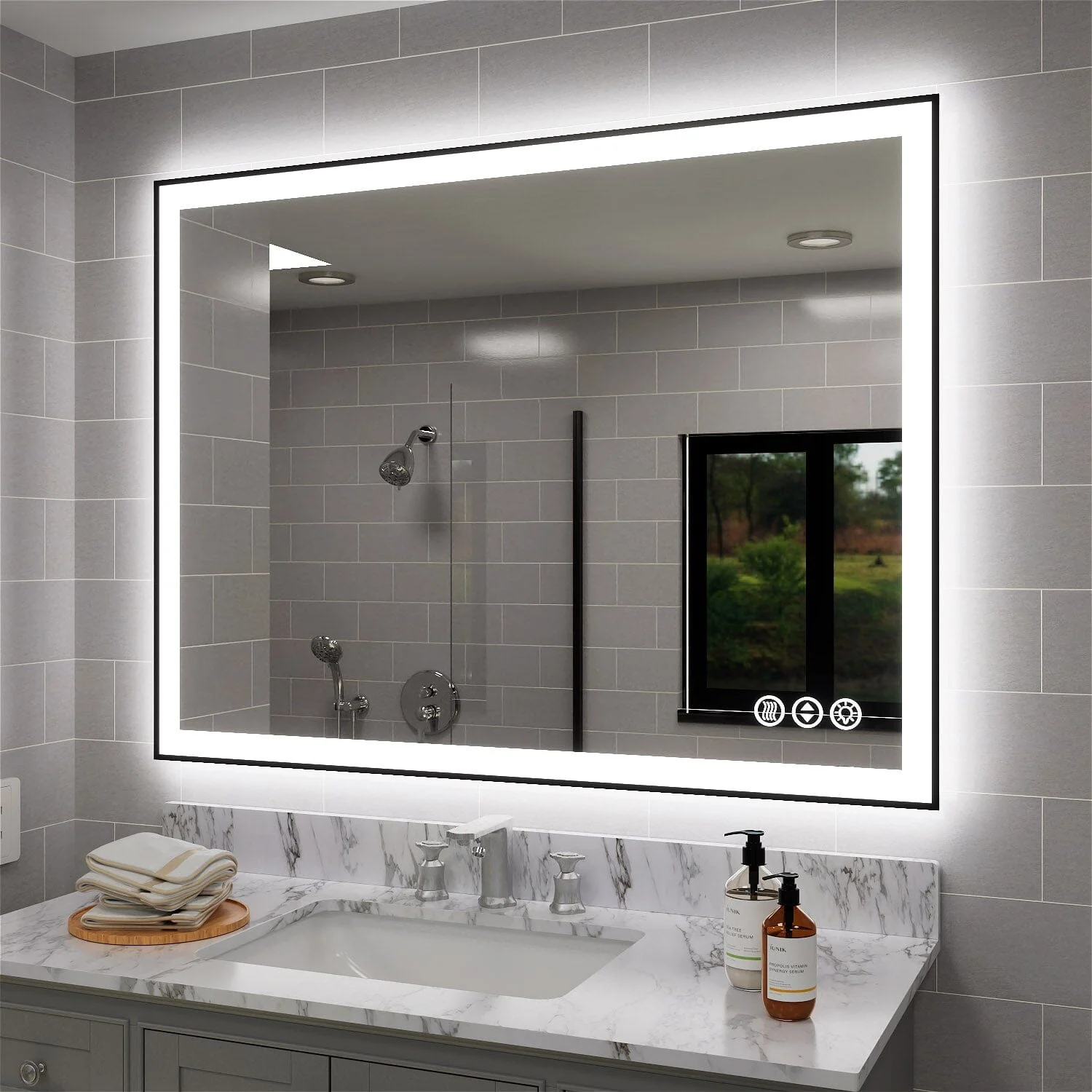 GIVING TREE 40"/48"/55" LED Bathroom Mirror with Black Frame, Anti-Fog, Shatter-Proof, Memory, 3 Colors - Image 20