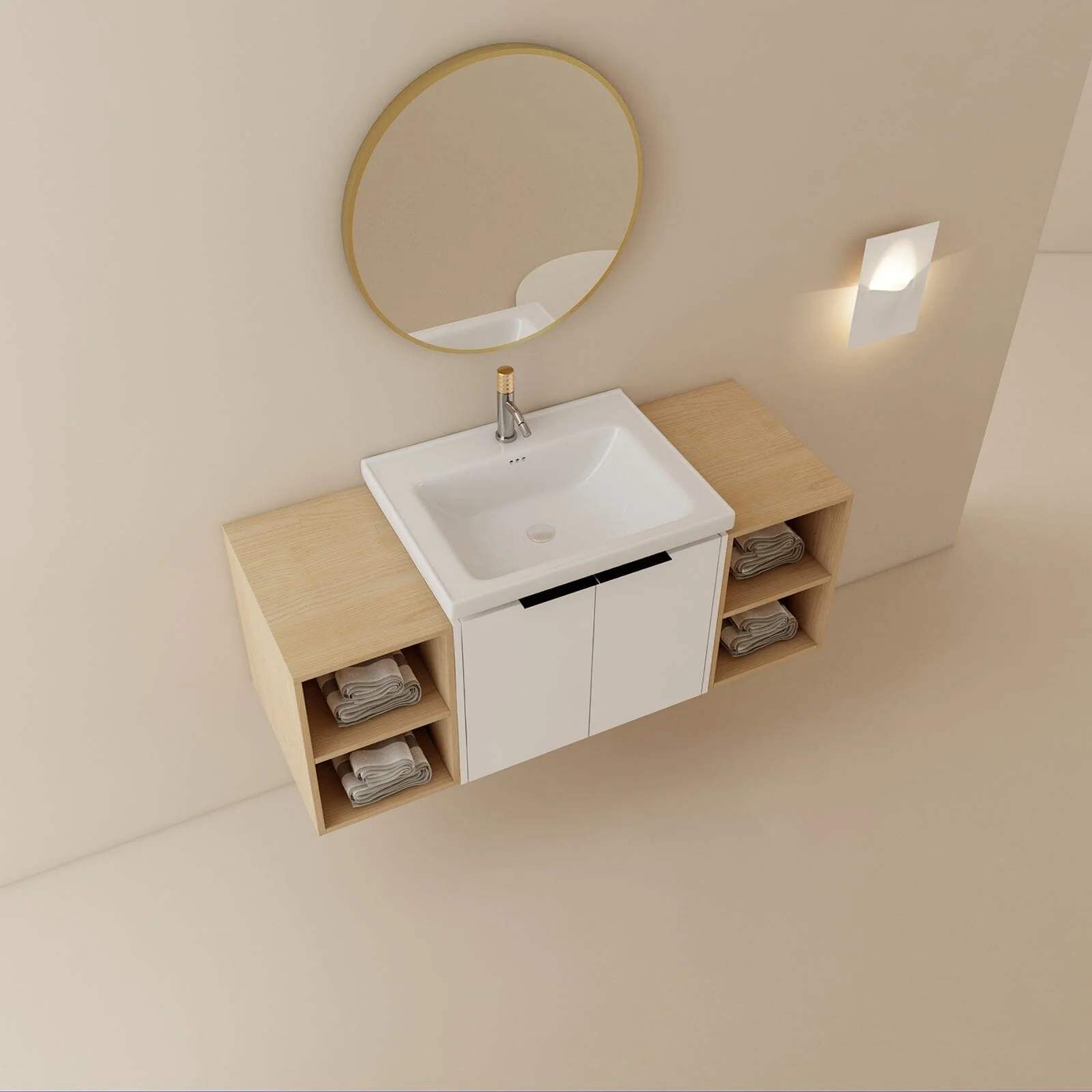 Giving Tree 48" Wall-mounted Bathroom Vanity with Sink and Two Storage Shelves - Image 3