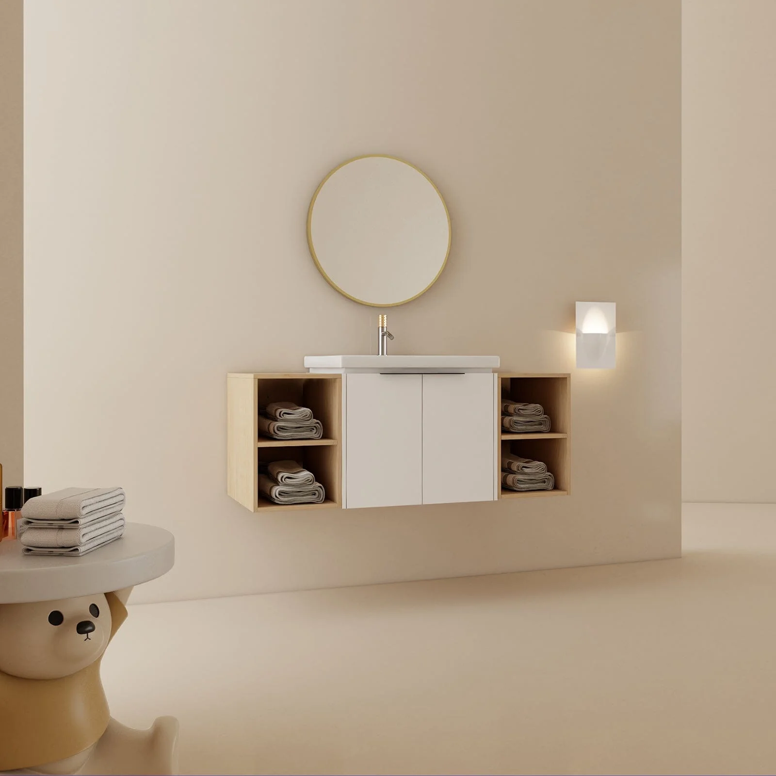 Giving Tree 48" Wall-mounted Bathroom Vanity with Sink and Two Storage Shelves - Image 5