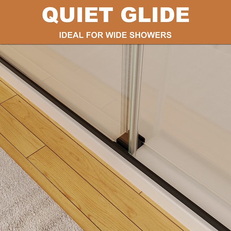 56-60'' x 74'' Explosion-proof Glass Bathroom Shower Door Two-way Sliding Black - Image 4