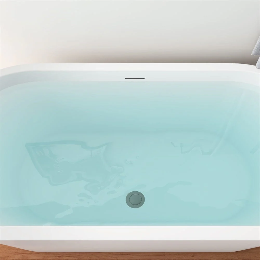 Mokleba 59 in. Acrylic Flatbottom Bathtub with Freestanding Drain Glossy White - Image 8