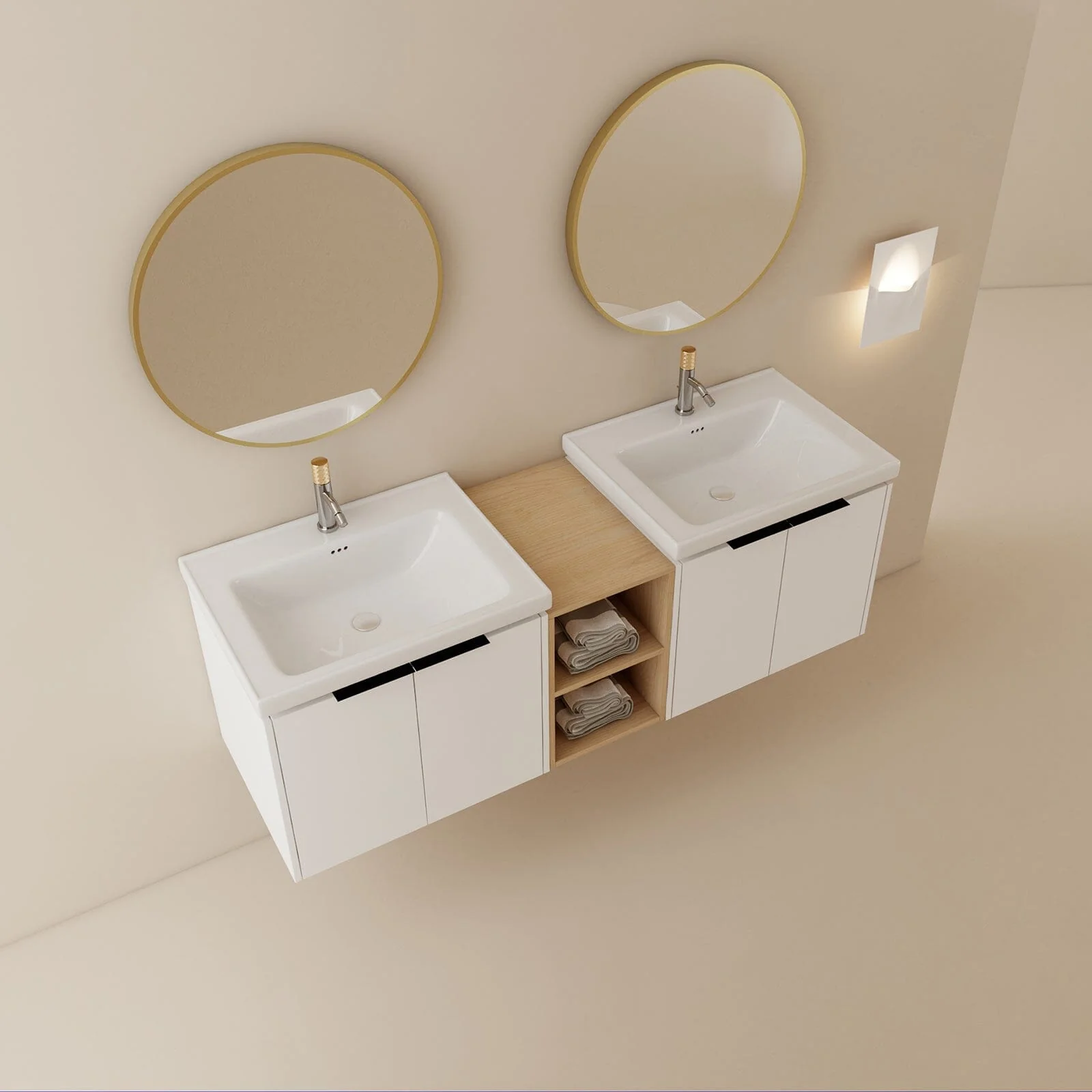 Giving Tree 60" Wall-mounted Bathroom Vanity with Sink and Storage Shelves - Image 4