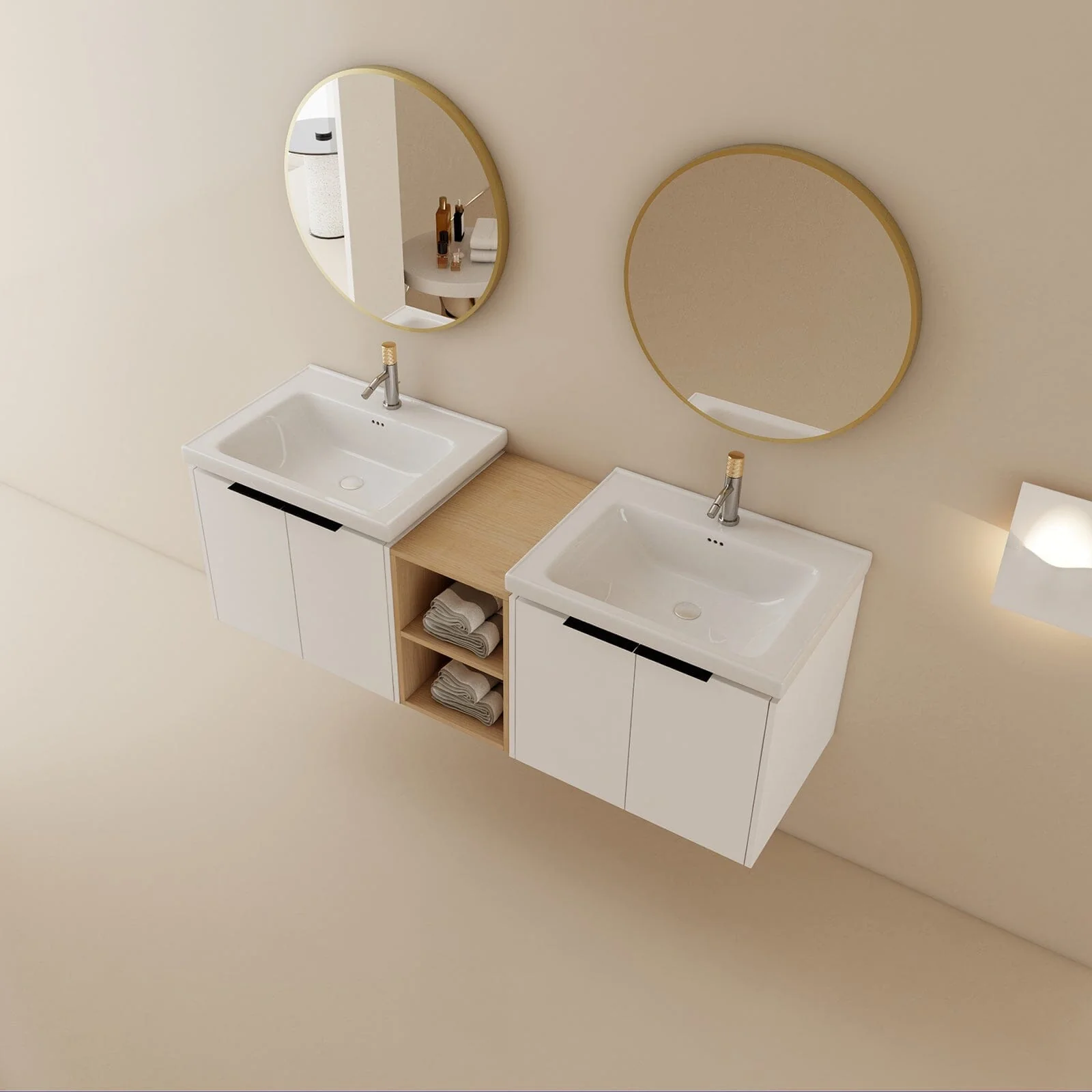 Giving Tree 60" Wall-mounted Bathroom Vanity with Sink and Storage Shelves - Image 5