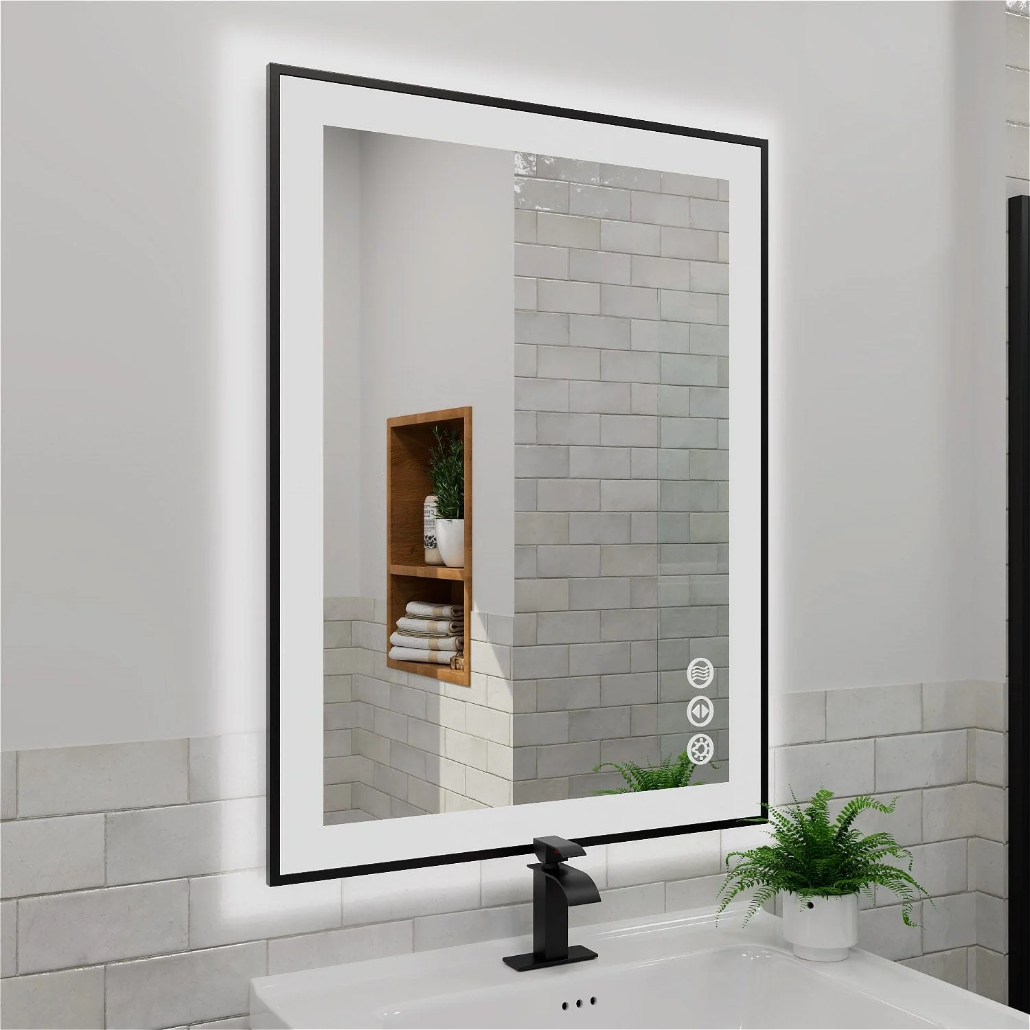 GIVING TREE 28"/32"/36"/40" LED Bathroom Mirror with Black Frame, Anti-Fog, Shatter-Proof, Memory, 3 Colors - Image 11