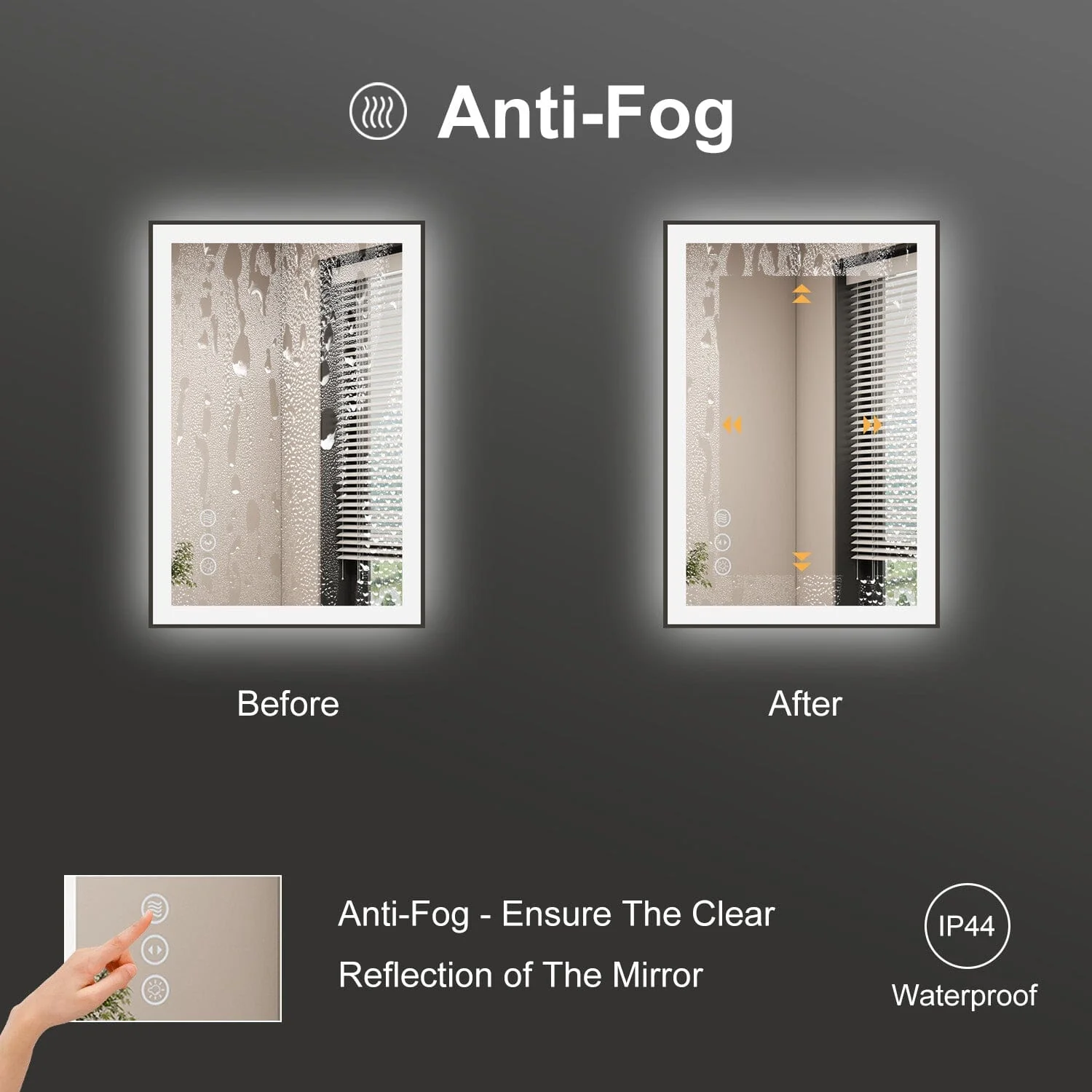 GIVING TREE 28"/32"/36"/40" LED Bathroom Mirror with Black Frame, Anti-Fog, Shatter-Proof, Memory, 3 Colors - Image 15