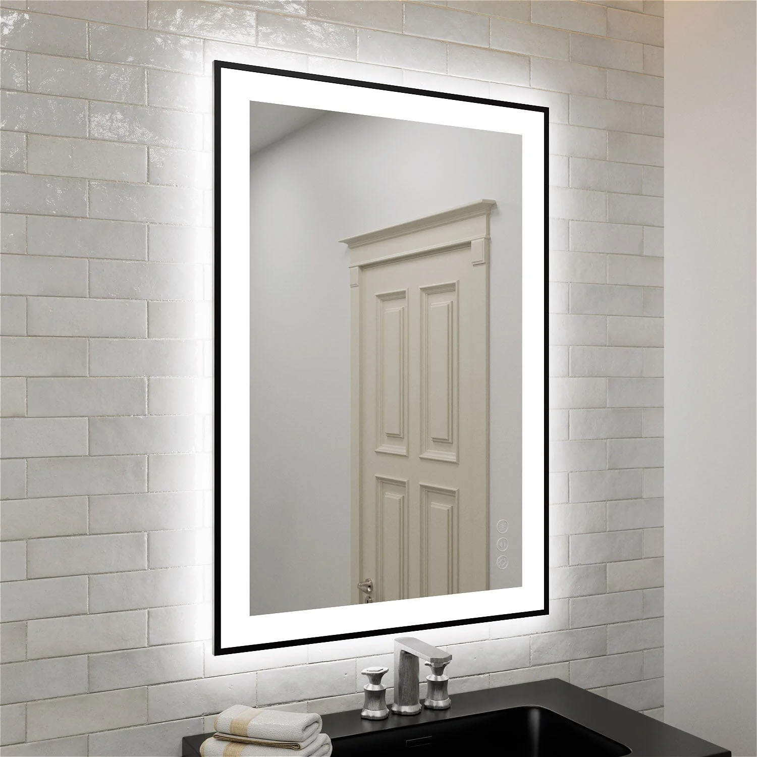 GIVING TREE 28"/32"/36"/40" LED Bathroom Mirror with Black Frame, Anti-Fog, Shatter-Proof, Memory, 3 Colors - Image 20