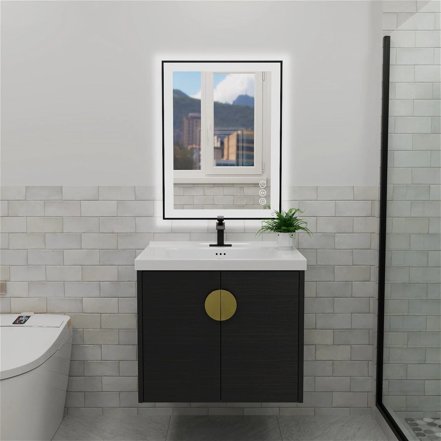 GIVING TREE 28"/32"/36"/40" LED Bathroom Mirror with Black Frame, Anti-Fog, Shatter-Proof, Memory, 3 Colors - Image 3