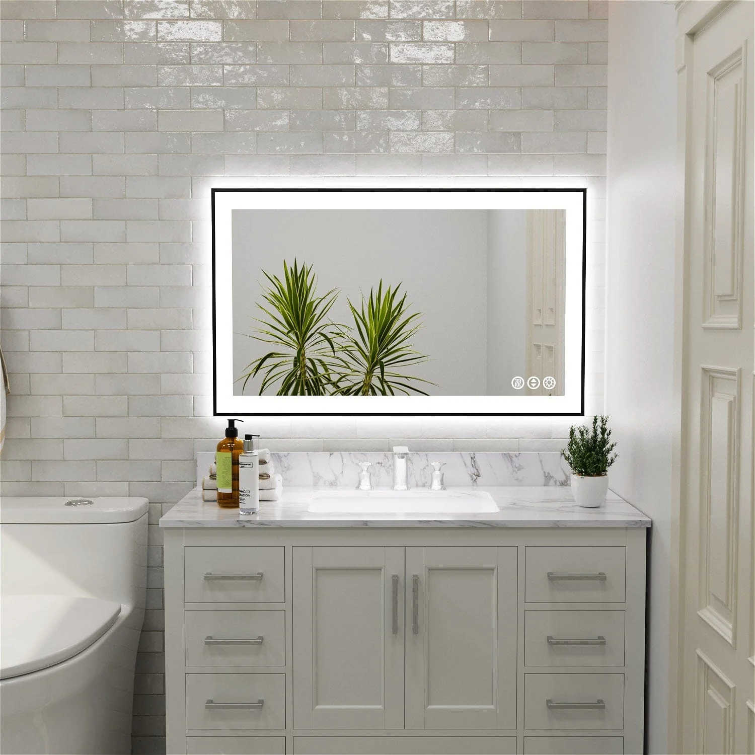 GIVING TREE 28"/32"/36"/40" LED Bathroom Mirror with Black Frame, Anti-Fog, Shatter-Proof, Memory, 3 Colors - Image 30