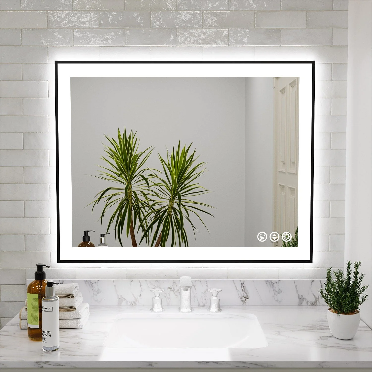 GIVING TREE 28"/32"/36"/40" LED Bathroom Mirror with Black Frame, Anti-Fog, Shatter-Proof, Memory, 3 Colors - Image 37