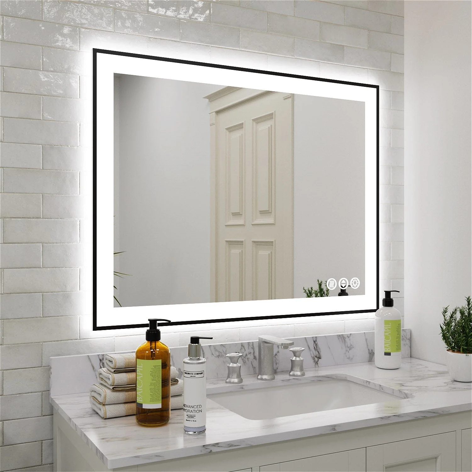 GIVING TREE 28"/32"/36"/40" LED Bathroom Mirror with Black Frame, Anti-Fog, Shatter-Proof, Memory, 3 Colors - Image 38