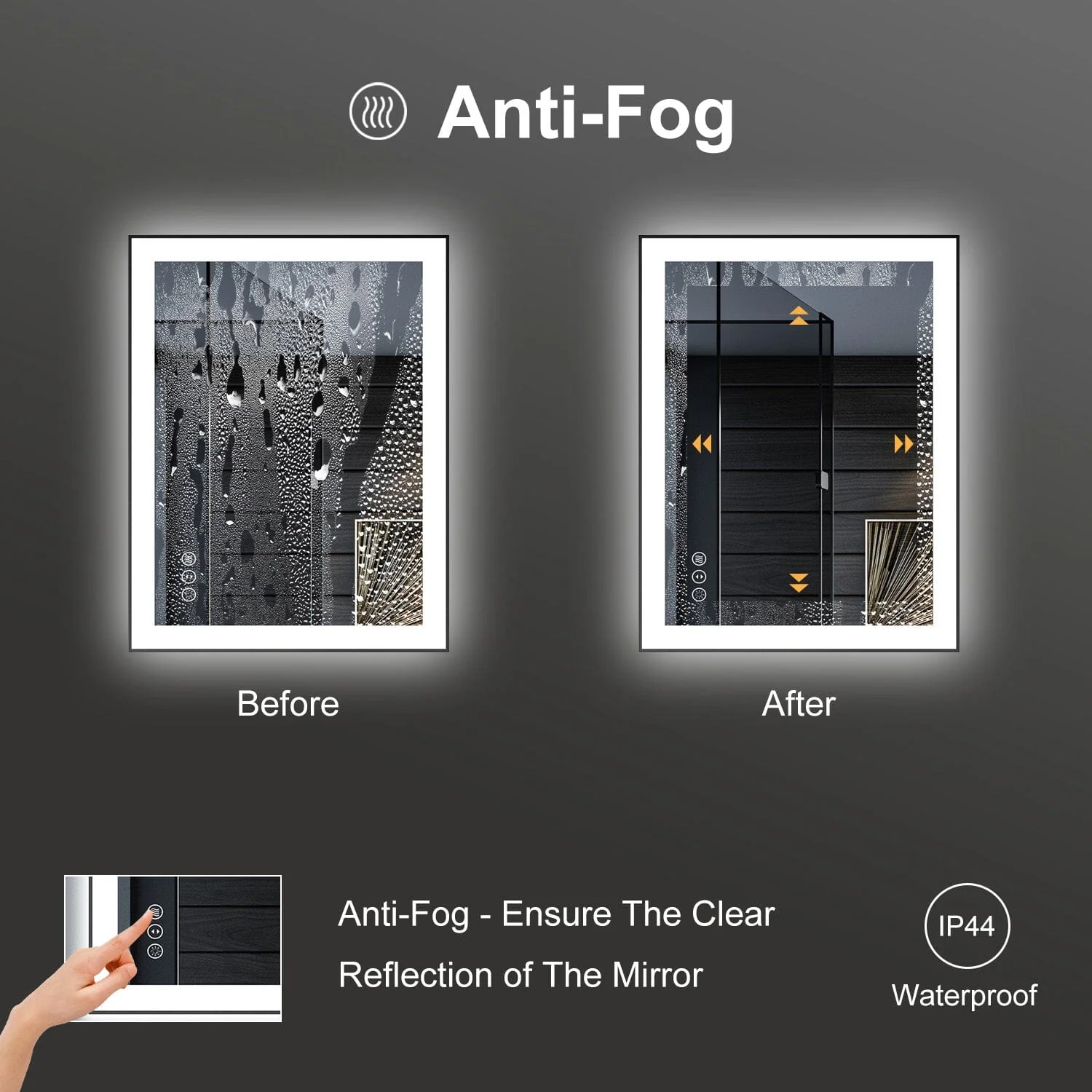 GIVING TREE 28"/32"/36"/40" LED Bathroom Mirror with Black Frame, Anti-Fog, Shatter-Proof, Memory, 3 Colors - Image 42