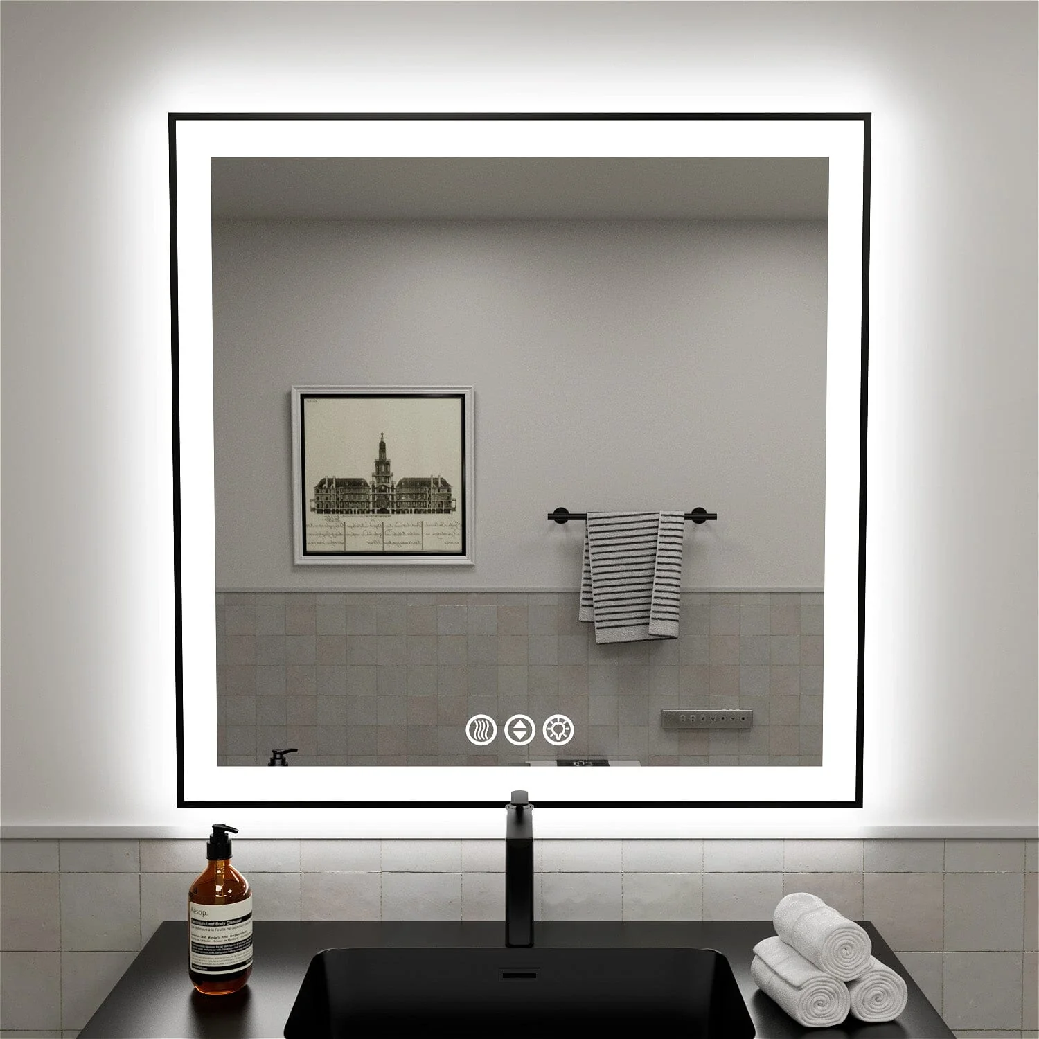 GIVING TREE 28"/32"/36"/40" LED Bathroom Mirror with Black Frame, Anti-Fog, Shatter-Proof, Memory, 3 Colors - Image 46