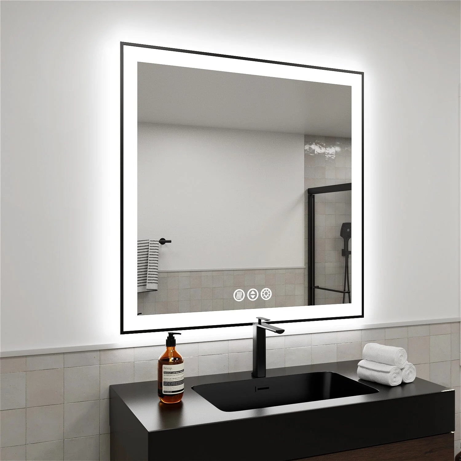 GIVING TREE 28"/32"/36"/40" LED Bathroom Mirror with Black Frame, Anti-Fog, Shatter-Proof, Memory, 3 Colors - Image 47