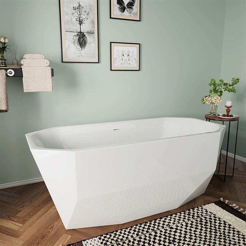 Mokleba 63'' Acrylic Tub Rectangle Freestanding Soaking Bathtub - Image 4