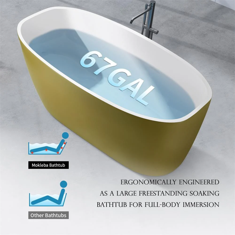 Mokleba 63" Acrylic End Drain Freestanding Tub with Pop-up Drain - Image 16