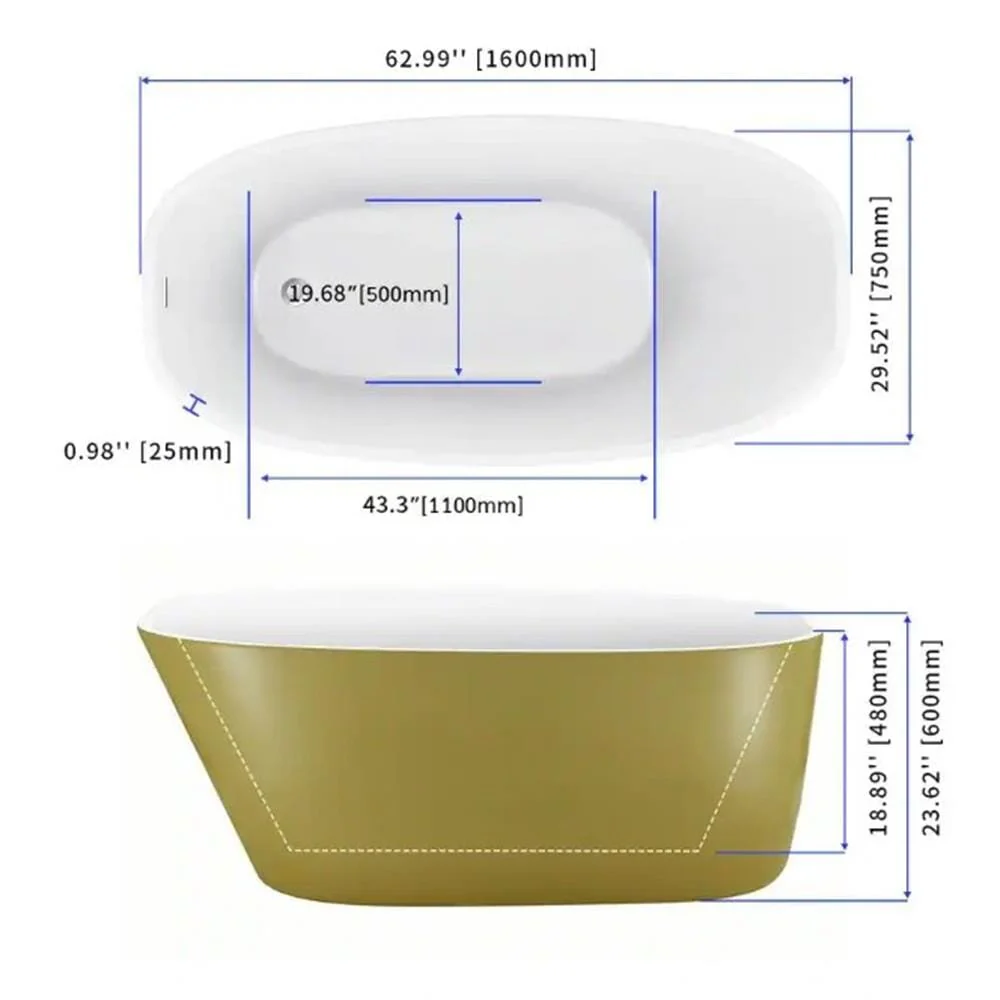 Mokleba 63" Acrylic End Drain Freestanding Tub with Pop-up Drain - Image 18
