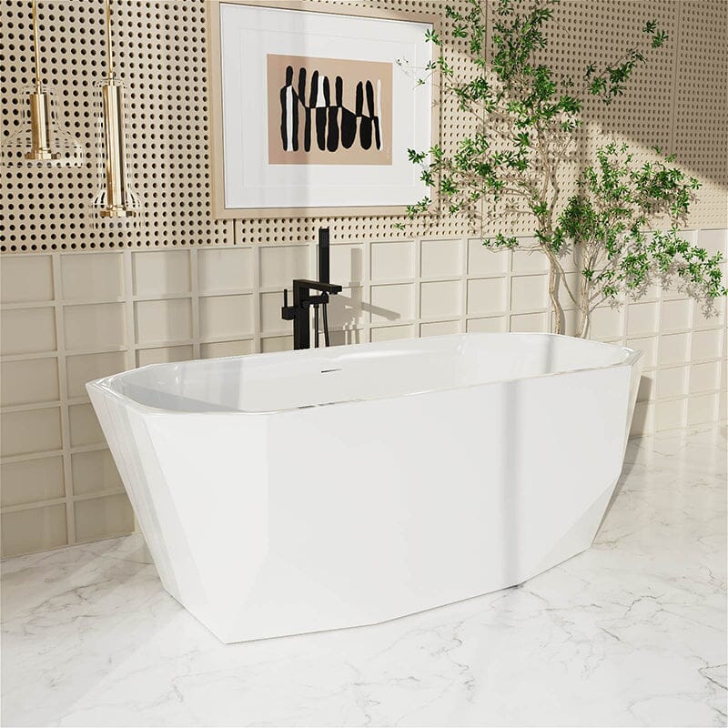 Mokleba 67'' Acrylic Tub Rectangle Freestanding Soaking Bathtub - Image 3