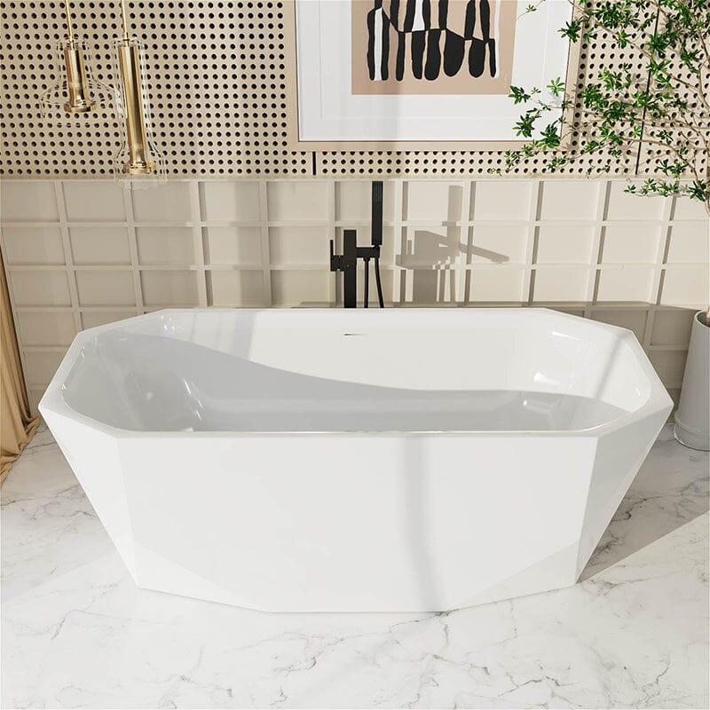 Mokleba 67'' Acrylic Tub Rectangle Freestanding Soaking Bathtub - Image 4