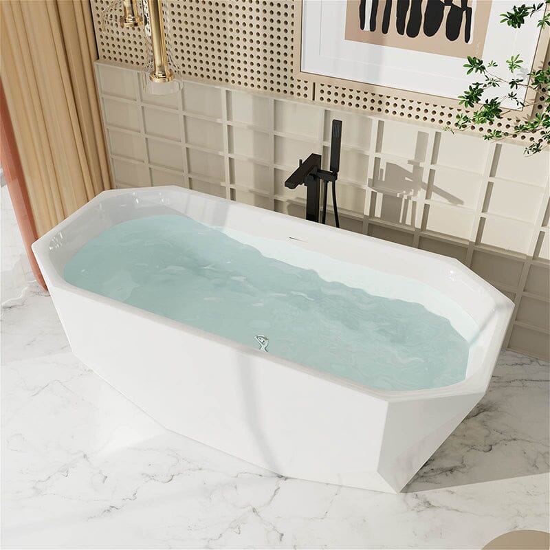 Mokleba 67'' Acrylic Tub Rectangle Freestanding Soaking Bathtub - Image 5