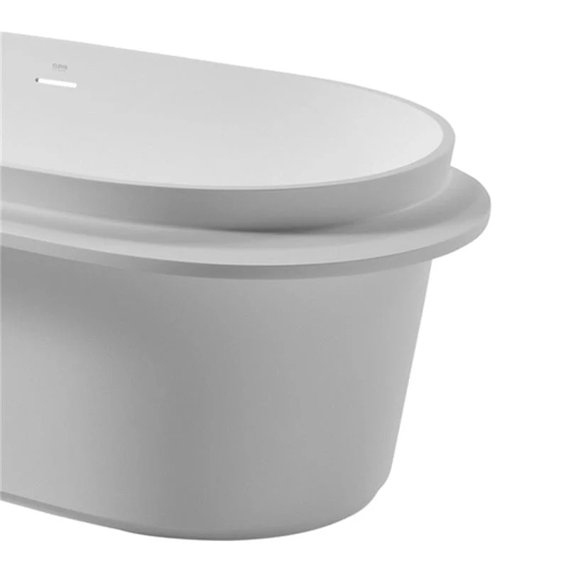 Giving Tree 67'' Solid Surface Stone Resin White Freestanding Bathtub with Shelf - Image 10