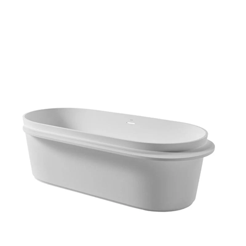 Giving Tree 67'' Solid Surface Stone Resin White Freestanding Bathtub with Shelf - Image 8