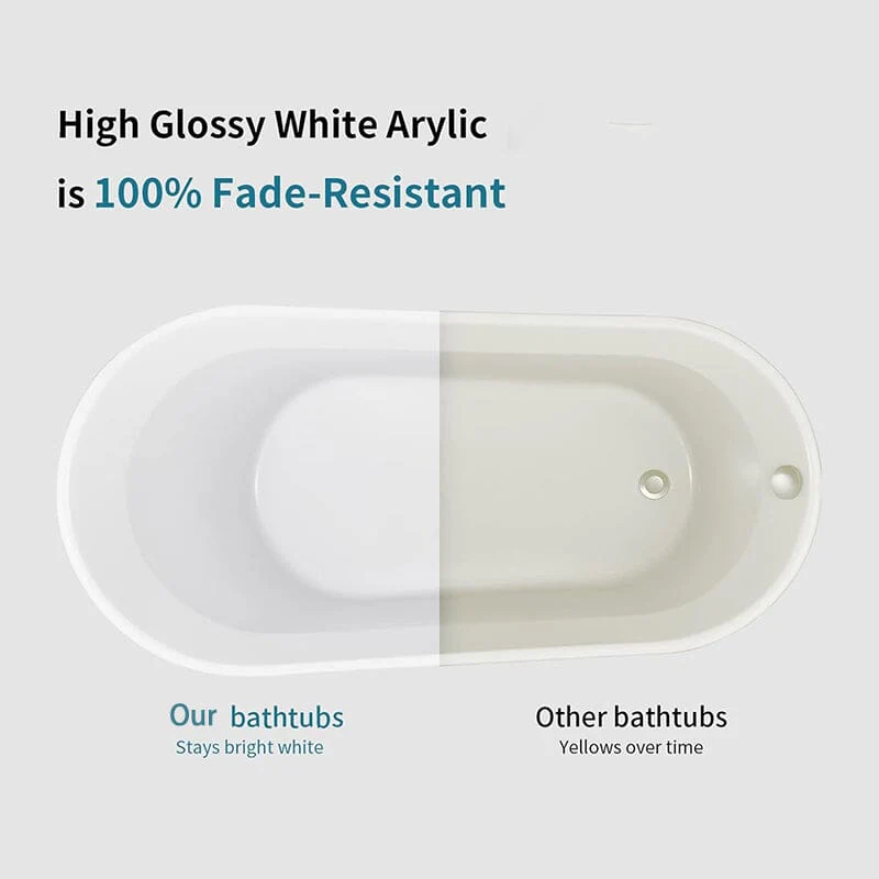 Mokleba 61" Acrylic Single Slipper Freestanding Soaking Bathtub Glossy White - Image 10