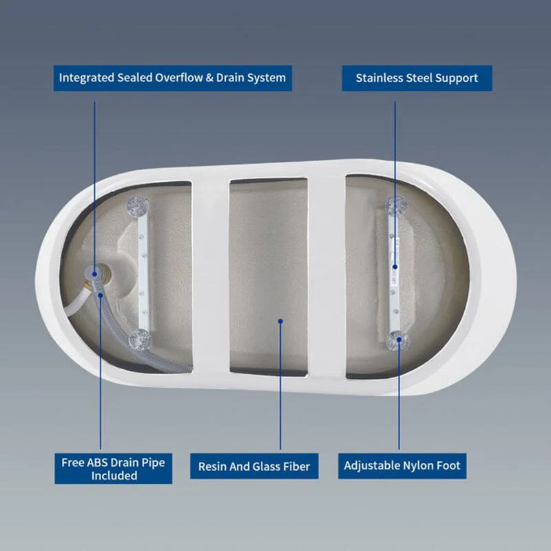 Mokleba 61" Acrylic Single Slipper Freestanding Soaking Bathtub Glossy White - Image 11