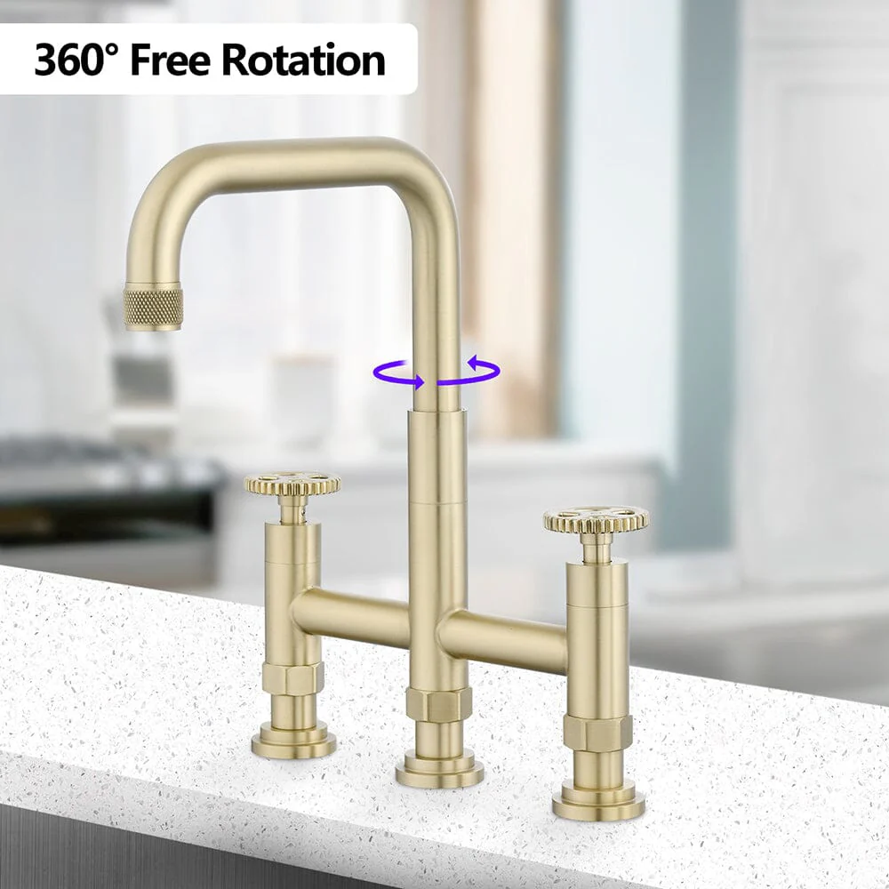 Giving Tree Double Handle Bridge Kitchen Faucet with Side Spray - Image 10