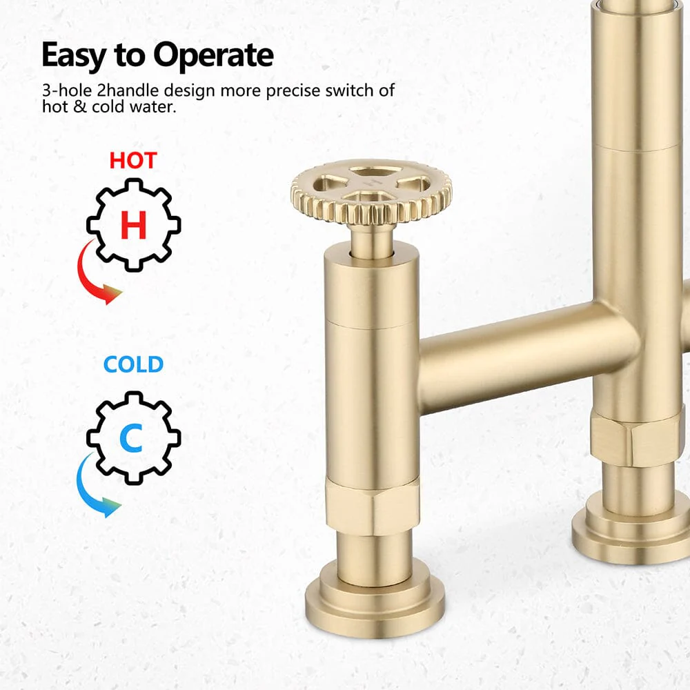 Giving Tree Double Handle Bridge Kitchen Faucet with Side Spray - Image 11