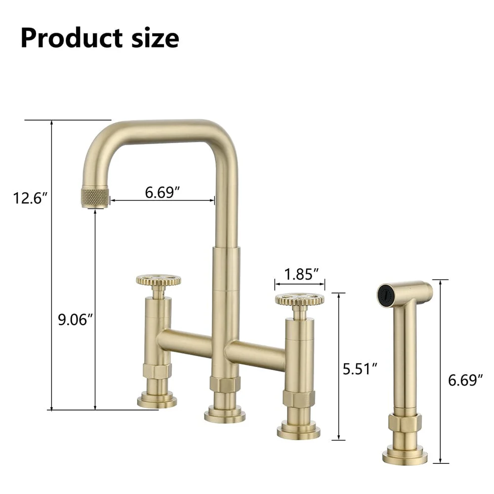Giving Tree Double Handle Bridge Kitchen Faucet with Side Spray - Image 13